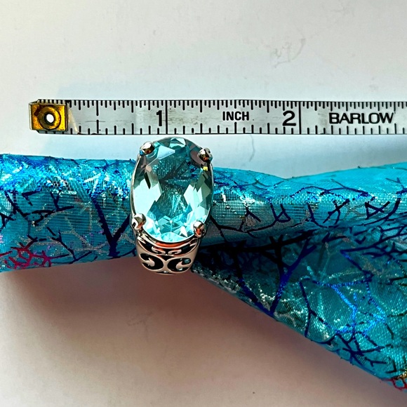 Reserved for @postapoly Silpada Vintage Filagree Sterling Silver Aqua Oval Ring - Picture 8 of 10